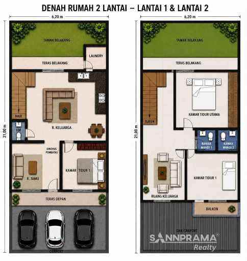 rumah modern 2 lantai di meruyung depok