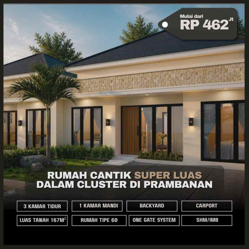 rumah murah tipe 60 luas dalam cluster di prambanan