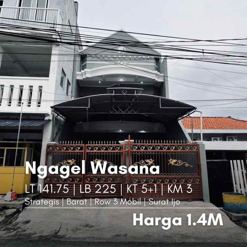 rumah ngagel wasana strategis row jalan 3 mobil