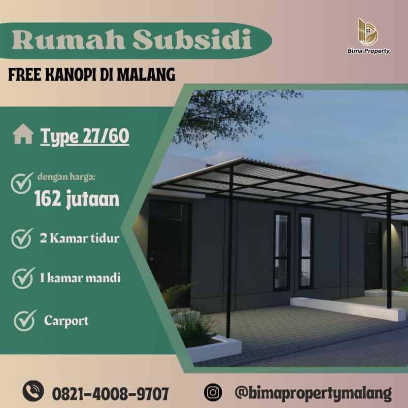 Rumah Subsidi Termurah Free Kanopi Di Malang