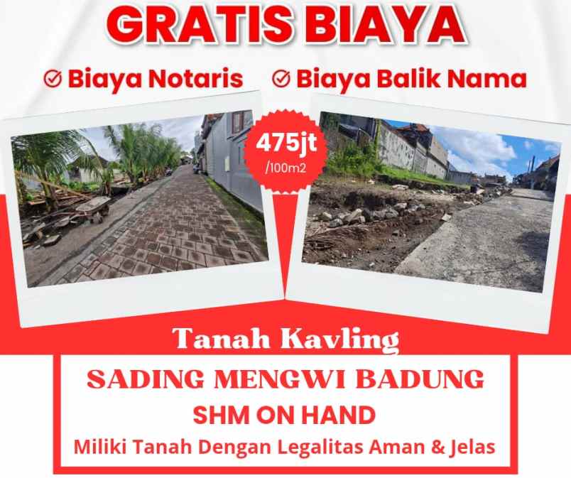 tanah dijual lokasi sading badung bali