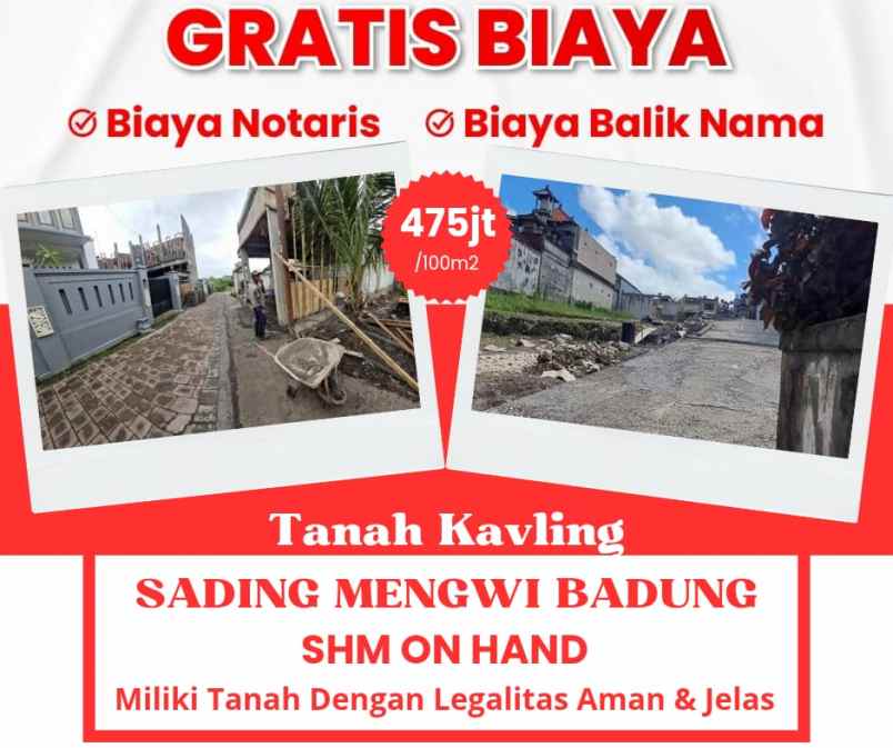 tanah dijual lokasi sading badung bali
