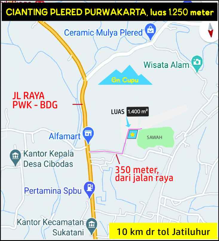 tanah kosong di daerah plered purwakarta