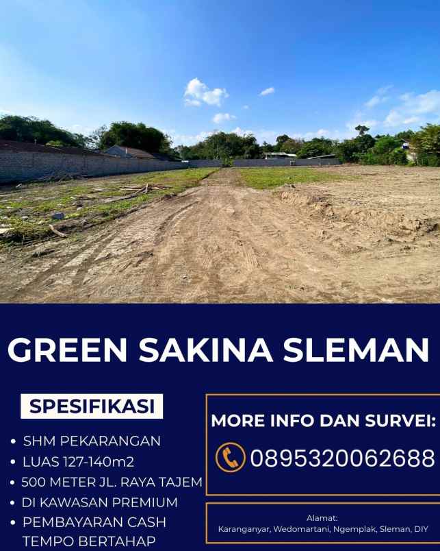 tanah murah 2 juta meter dekat pasar sleman