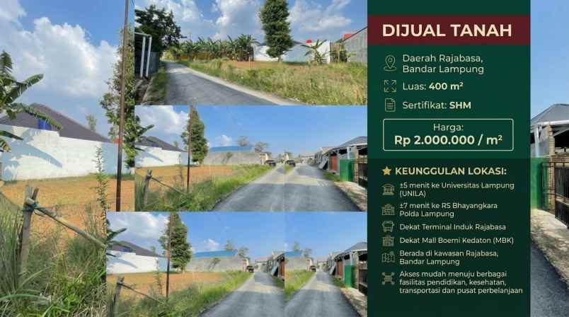 tanah shm 400 m di rajabasa