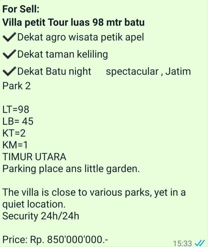 villa plus perabot dekat bns jtp 2 batu madewo apples