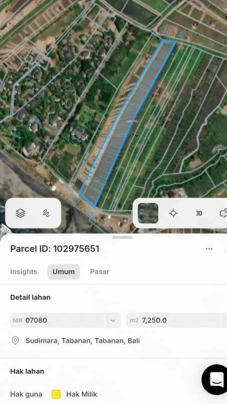 dijual 72 5 are loss pantai gangga sudimara tabanan