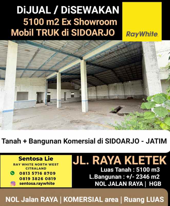 dijual ruko gudang kantor jalan raya kletek