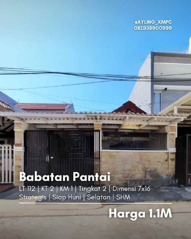 dijual rumah babatan pantai
