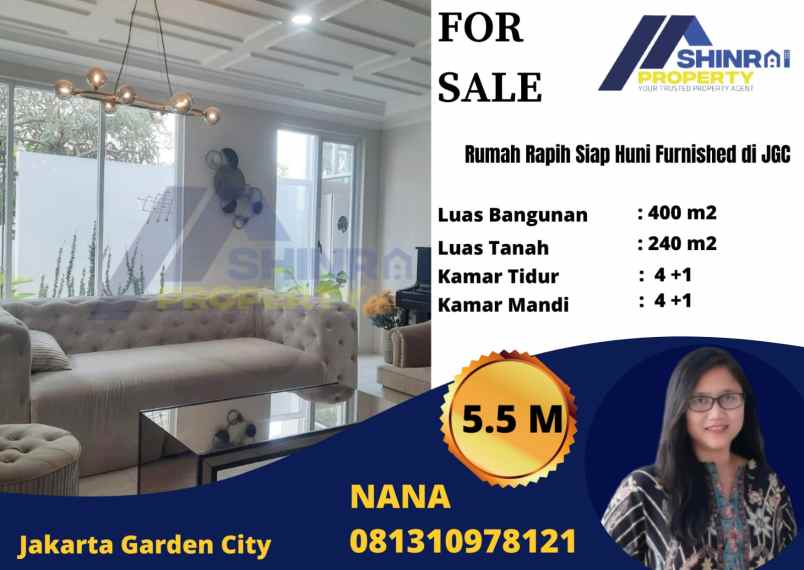Turun Harga Rumah Sudah Rapih Furnished Di Jgc Jakarta Garden City