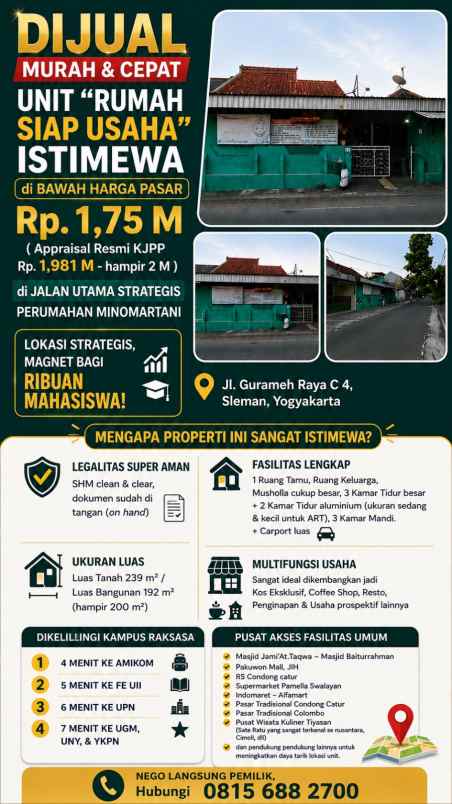 dijual rumah jl gurameh raya