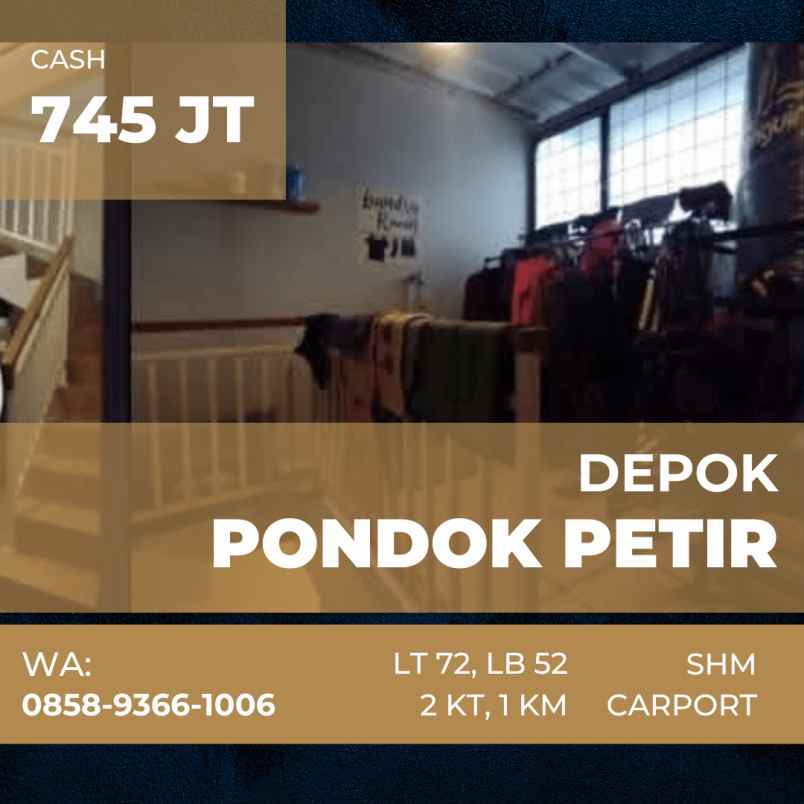 dijual rumah pondok petir