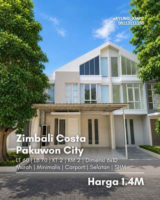 dijual rumah zimbali costa