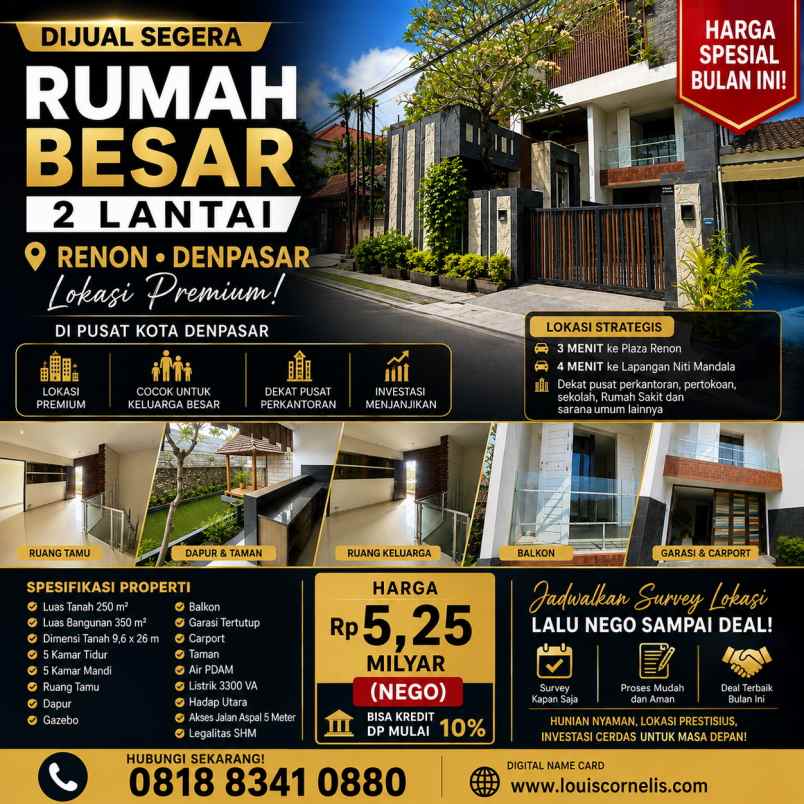 dijual segera rumah elit 2 lantai di renon denpasar