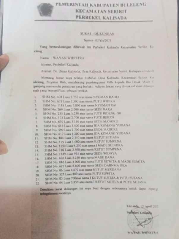 dijual tanah jl kalisada