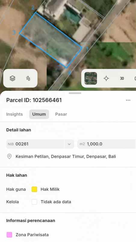 dijual tanah padang galak sanur