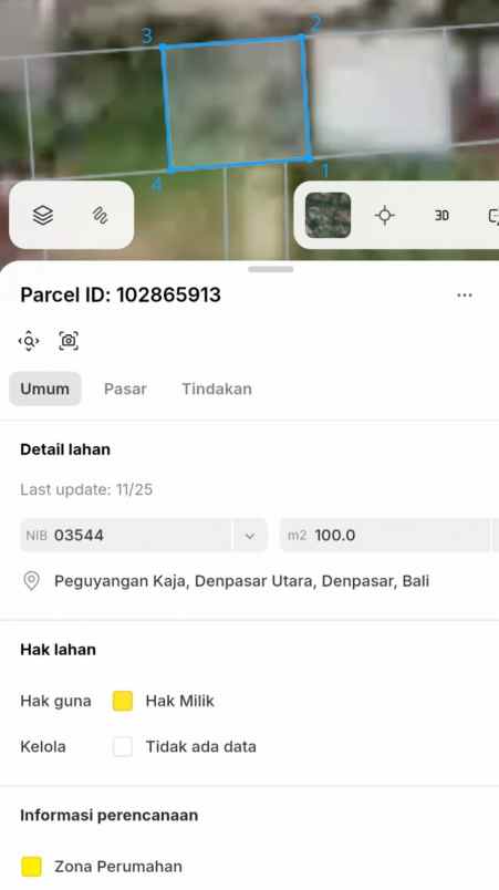 dijual tanah peguyangan kaja
