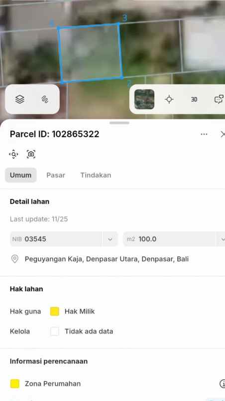 dijual tanah peguyangan kaja