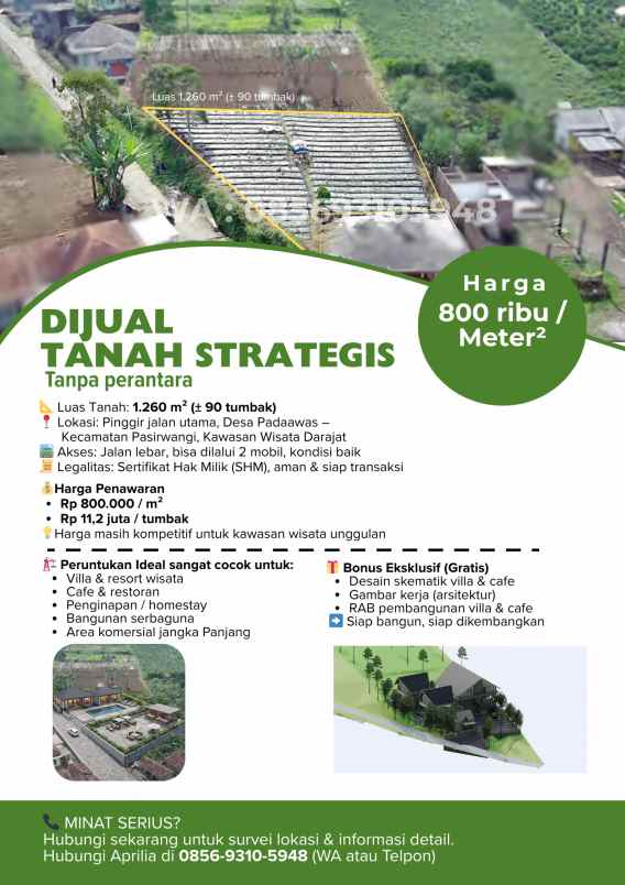 dijual tanah pinggir jalan utama desa
