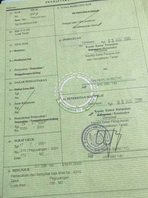 dijual tanah raya pantai pererenan