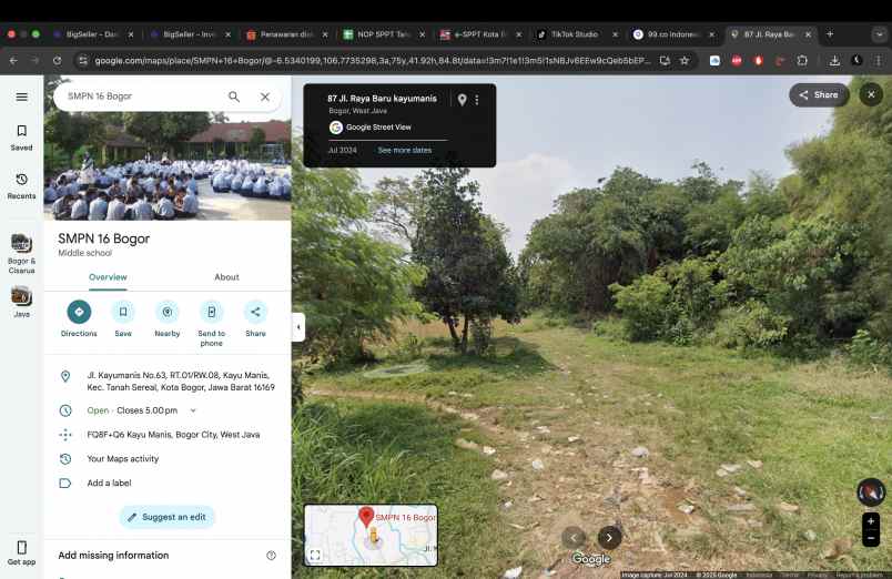 dijual tanah smpn 16 kota bogor