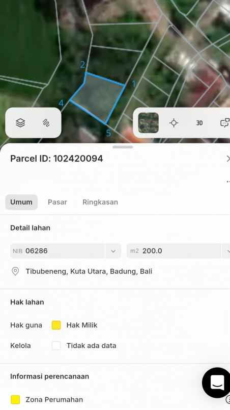 disewakan tanah canggu permai