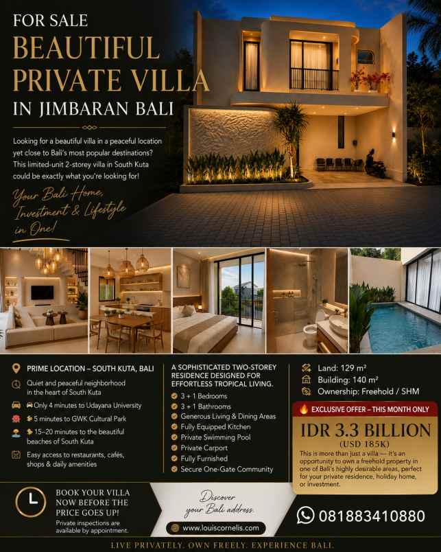 for sale beautiful private villa in jimbaran bali