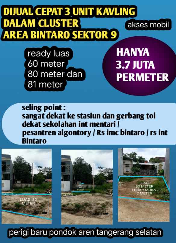 kavling dalam cluster murah akses mobil