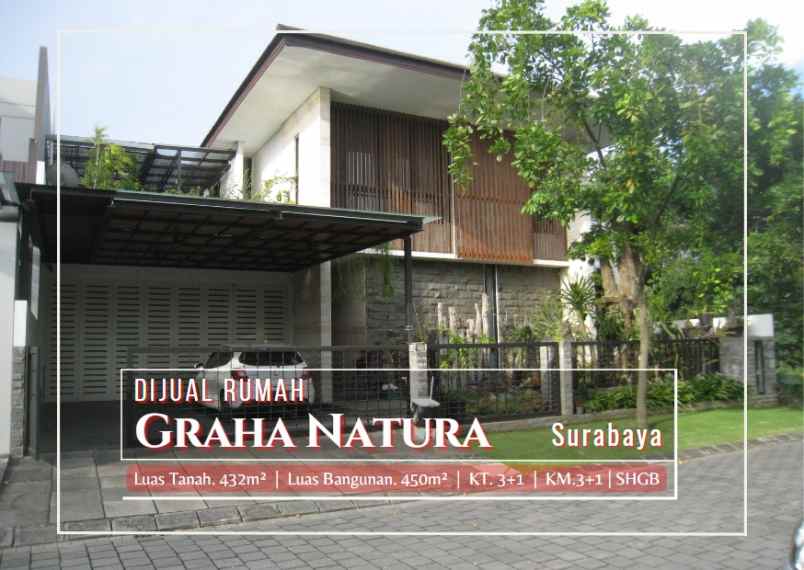 rumah bagus elegan hgb di graha natura surabaya