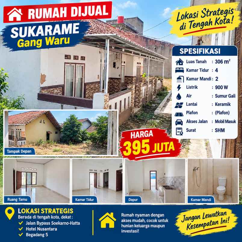 rumah di sukarame bandar lampung tanah 306m shm