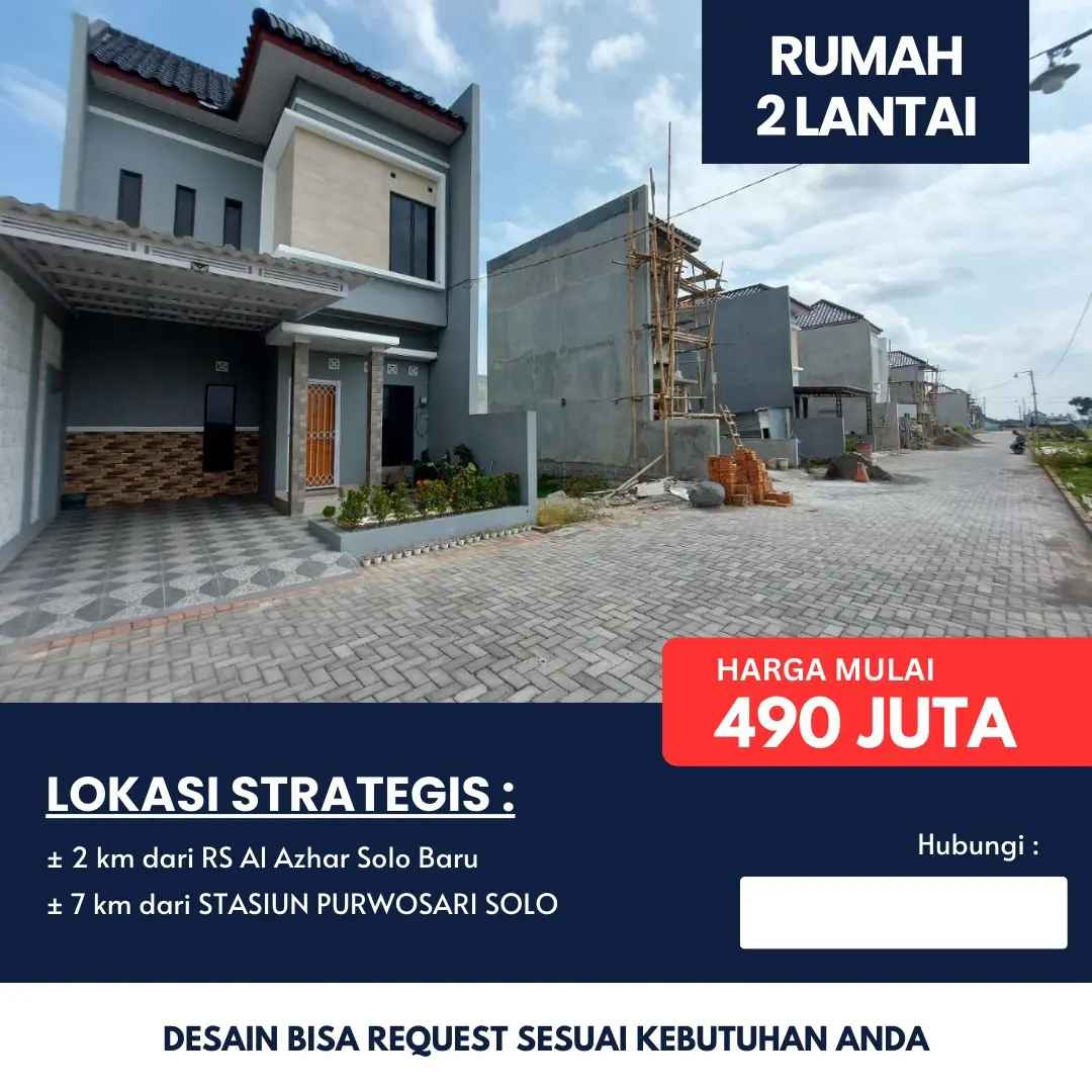 rumah dua lantai dekat solobaru