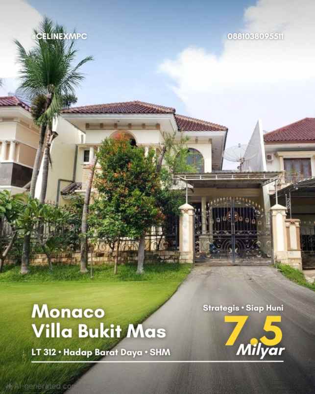 rumah monaco villa bukit mas strategis siap huni