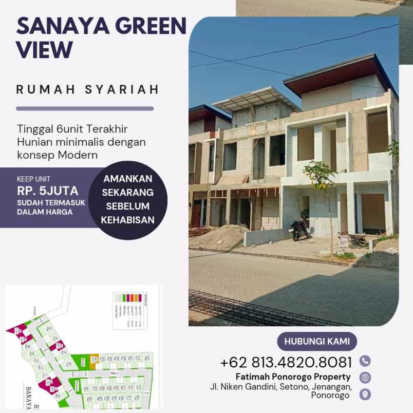 terlaris di ponorogo rumah syariah minimalis 2 lantai