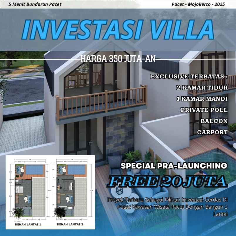 villa mezzanine murah dekat wisata padusan pacet