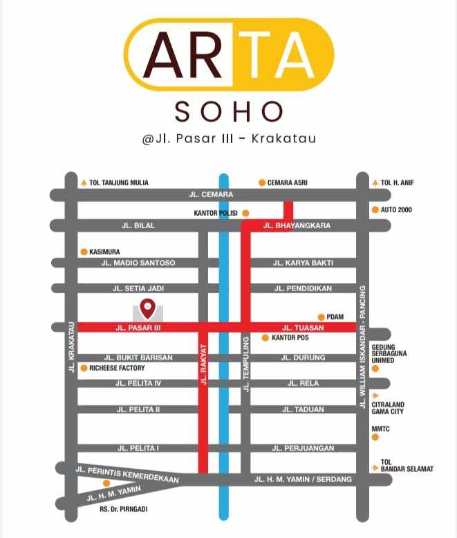 dijual ruko gudang kantor jalan pasar 3 krakatau