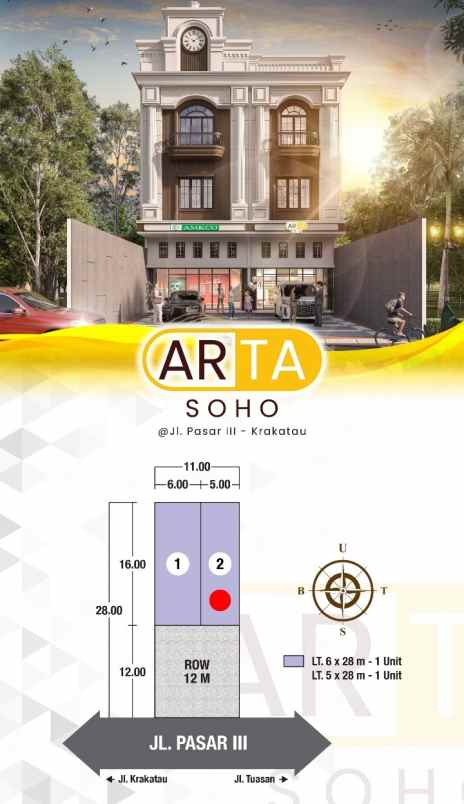 dijual ruko gudang kantor jalan pasar 3 krakatau
