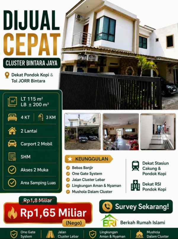dijual rumah bintara jaya bekasi barat