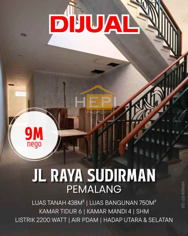 dijual rumah dan toko sudirman mulyoharjo pemalang