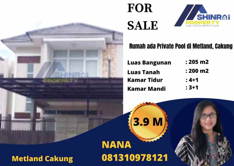 Dijual Rumah Private Pool Siap Survei Di Metland Cakung Jakarta Timur