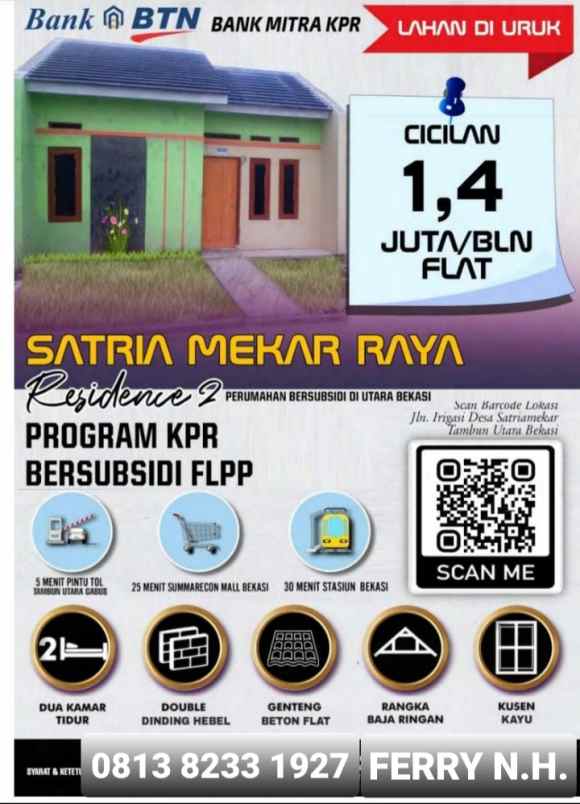dijual rumah perumahan satria mekar raya