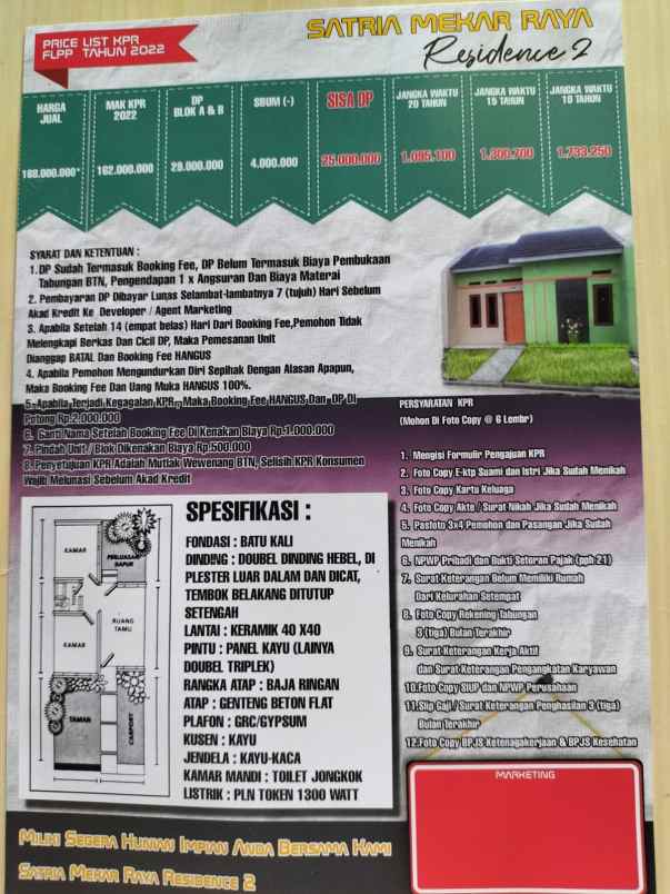 dijual rumah perumahan satria mekar raya
