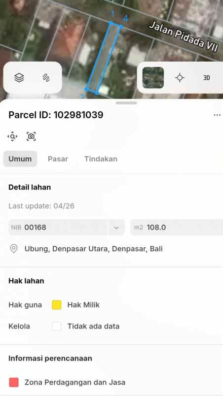 dijual tanah ca4go ubung