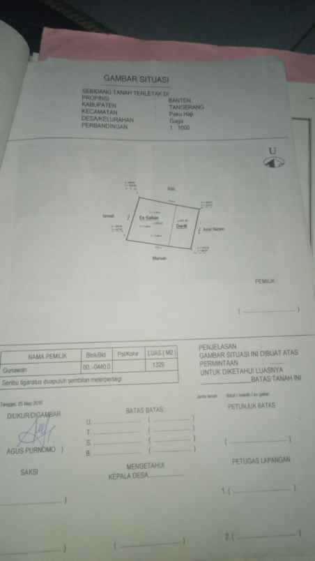 dijual tanah desa gaga paku haji