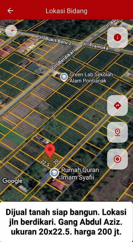 dijual tanah jalan berdikari