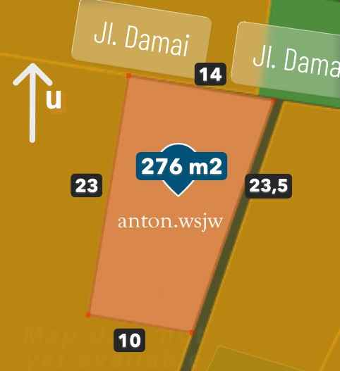 dijual tanah jl damai no 3 tambakan