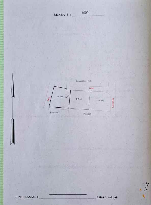 dijual tanah jl semboja no 2 rt 3 rw 8