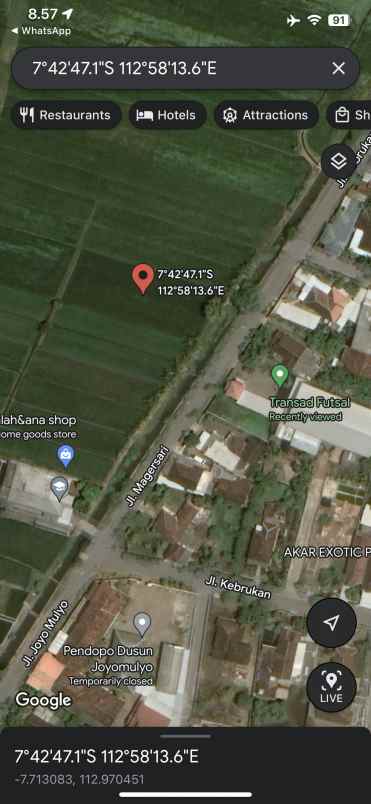 dijual tanah shm dekat pintu tol grati