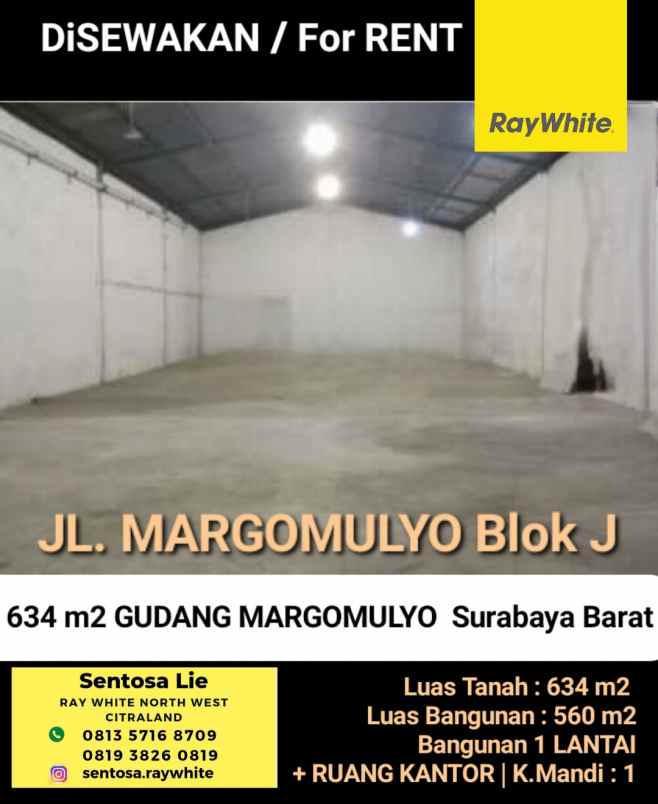 disewakan ruko gudang kantor jalan margomulyo
