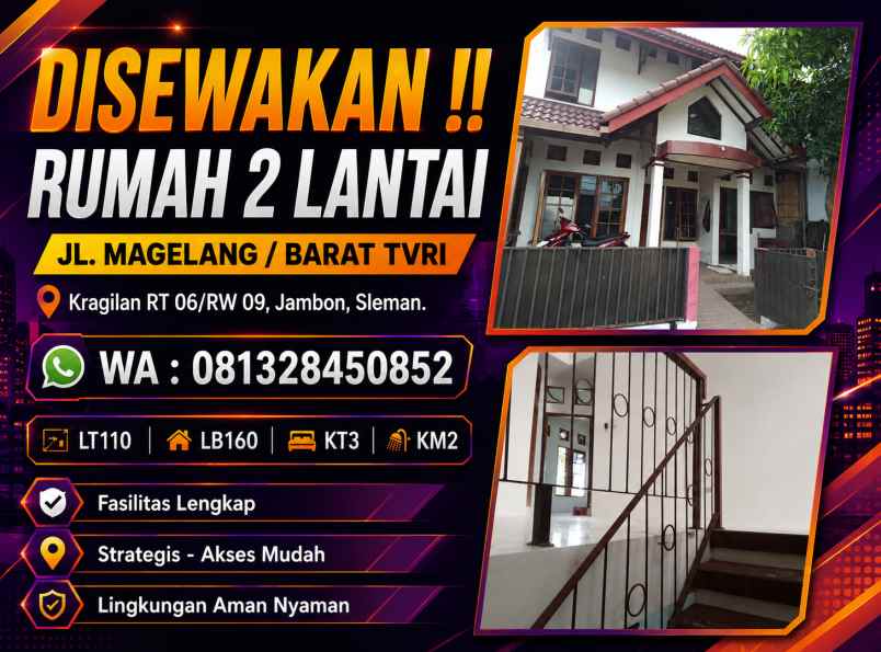 disewakan rumah jl magelang barat tvri