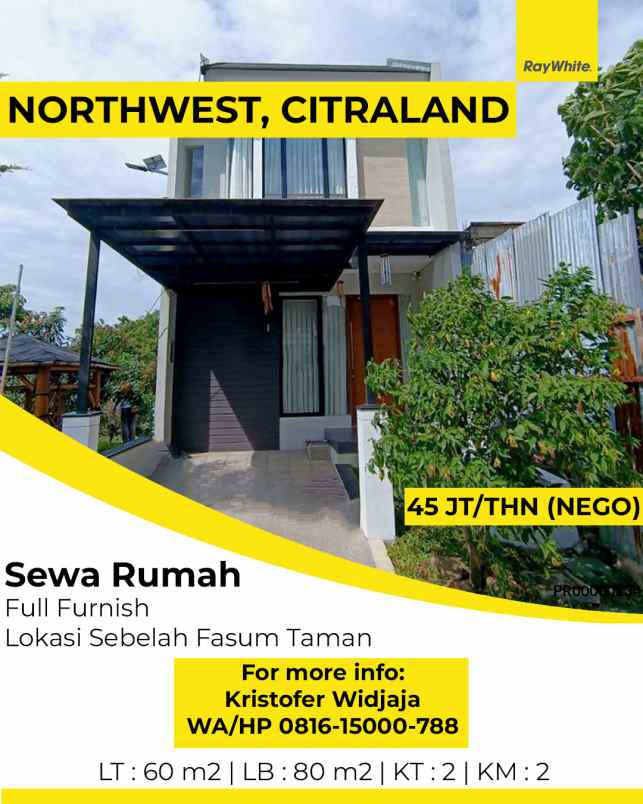 disewakan rumah northwest hill citraland utara